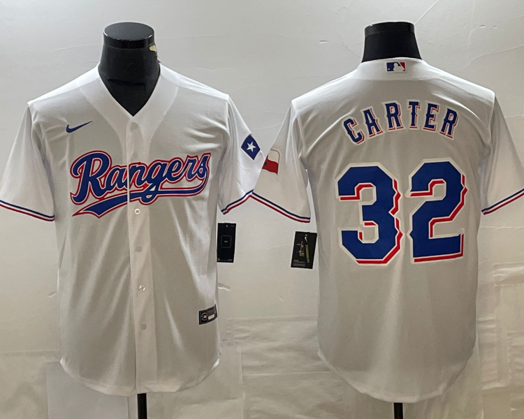 Men's Texas Rangers Evan Carter #32 White Home Jersey