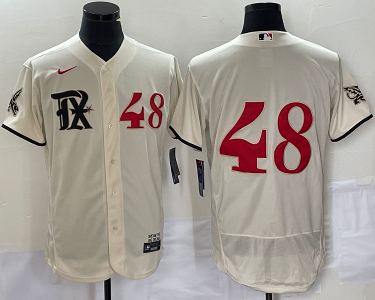 Men's Texas Rangers Jacob deGrom #48 Cream 2023 City Connect Jersey