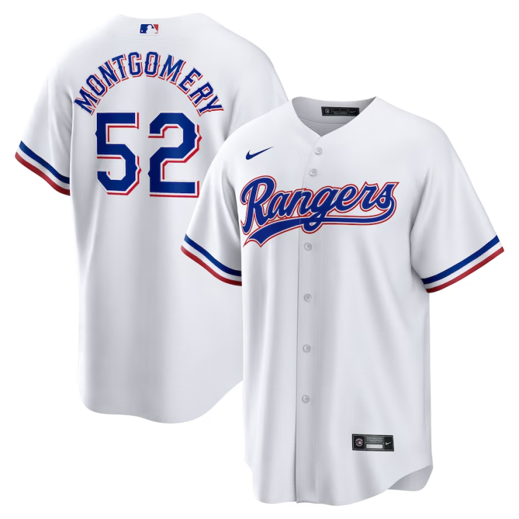 Men's Texas Rangers Jordan Montgomery #52 White Home Jersey