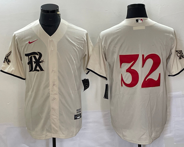 Men's Texas Rangers Josh Hamilton #32 Cream 2023 City Connect Jersey