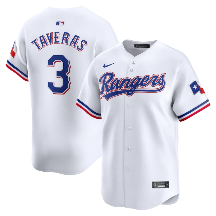 Men's Texas Rangers Leody Taveras #3 White Home Limited Jersey