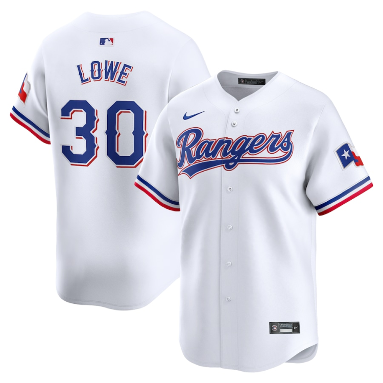 Men's Texas Rangers Nathaniel Lowe #30 White Home Limited Jersey