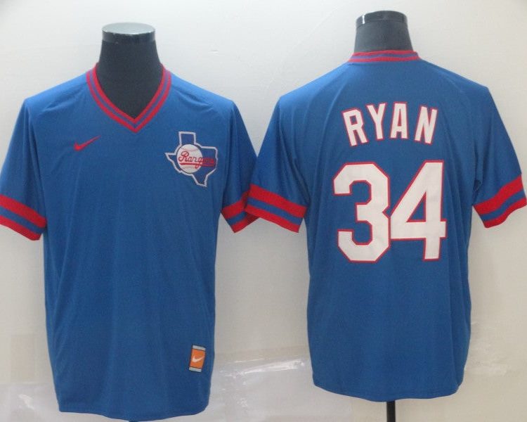Men's Texas Rangers Nolan Ryan #34 Blue Jersey