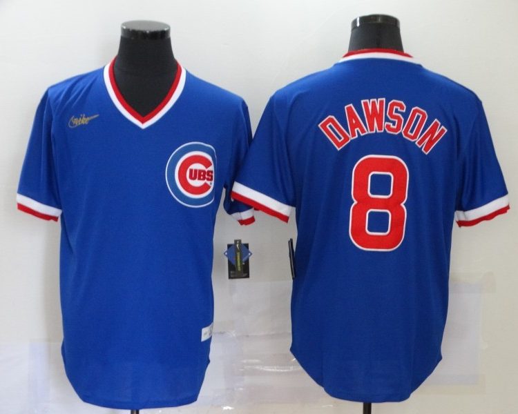 Men's Chicago Cubs Andre Dawson #8 Blue Jersey