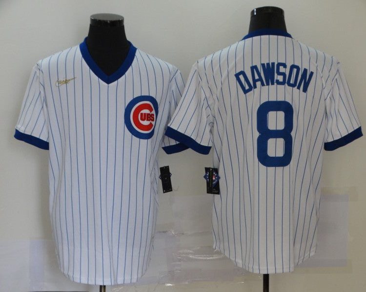 Men's Chicago Cubs Andre Dawson #8 White Baseball Jersey
