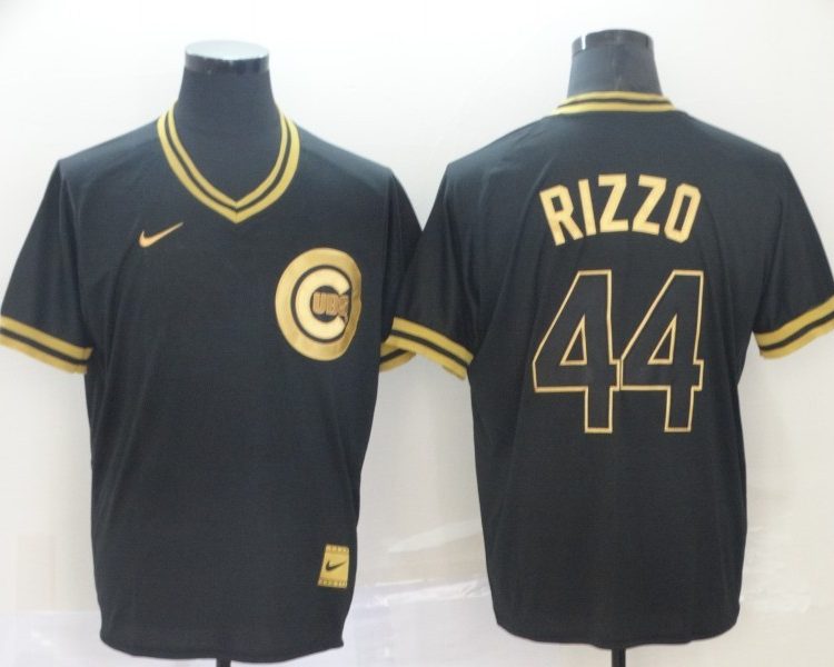 Men's Chicago Cubs Anthony Rizzo #44 Black Stitched Jersey