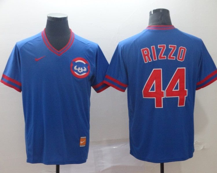 Men's Chicago Cubs Anthony Rizzo #44 Blue Stitched Jersey