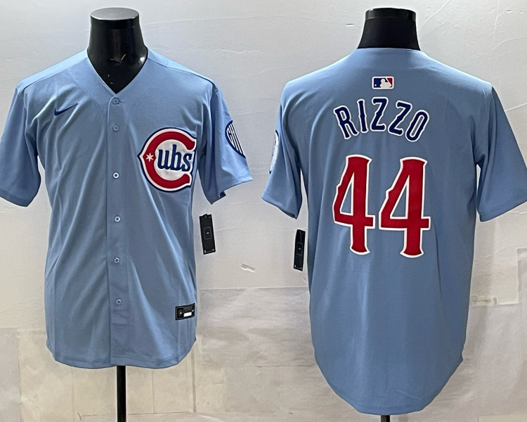 Men's Chicago Cubs Anthony Rizzo #44 Light Blue 2nd Alternate Jersey