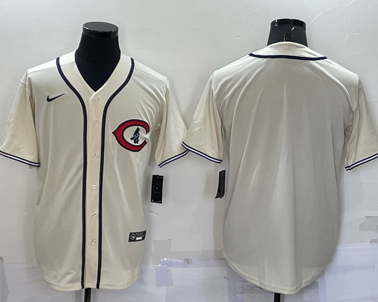 Men's Chicago Cubs Beige Blank Jersey