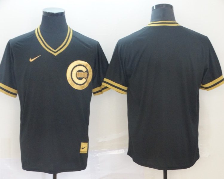 Men's Chicago Cubs Black Blank Jersey