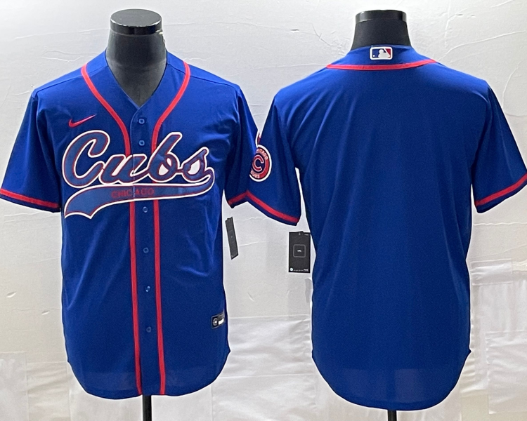 Men's Chicago Cubs Blue Blank Jersey