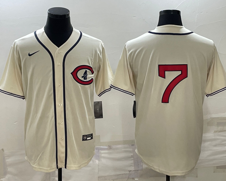 Men's Chicago Cubs Dansby Swanson #7 Cream Name Jersey