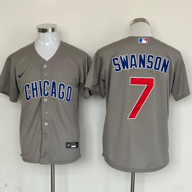 Men's Chicago Cubs Dansby Swanson #7 Gray Jersey