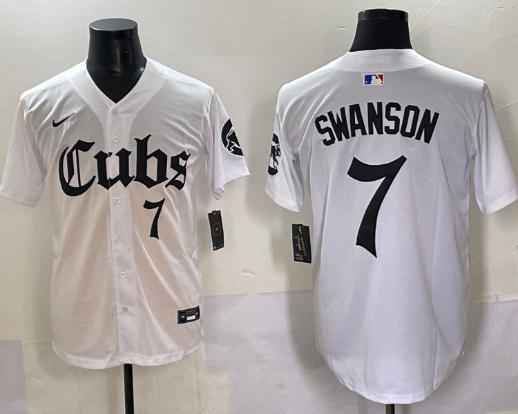 Men's Chicago Cubs Dansby Swanson #7 White Jersey