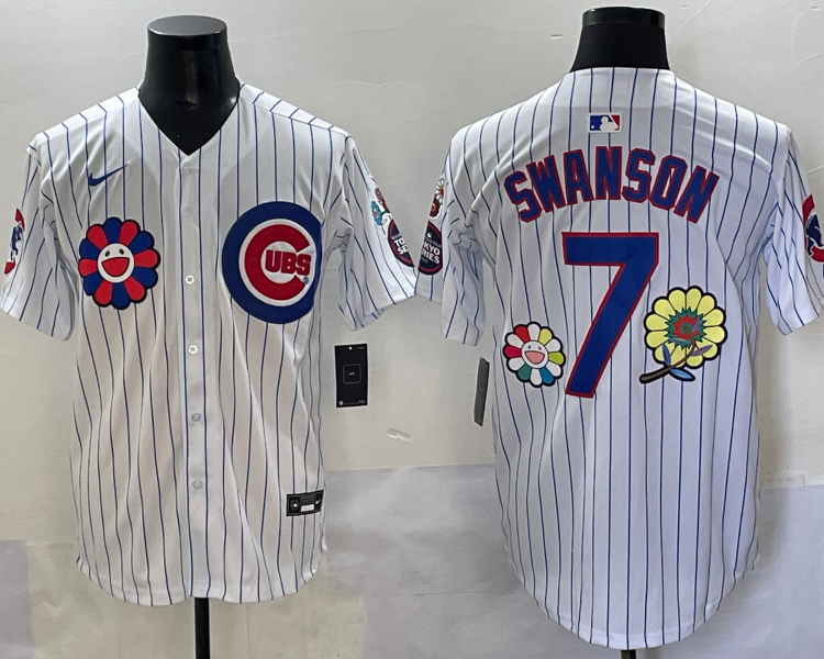 Men's Chicago Cubs Dansby Swanson #7 White Limited Jersey