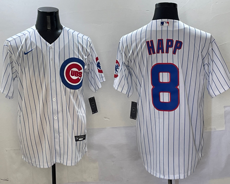 Men's Chicago Cubs Ian Happ #8 White Home Jersey