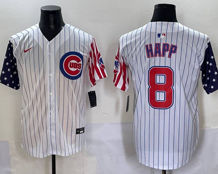 Men's Chicago Cubs Ian Happ #8 White Jersey