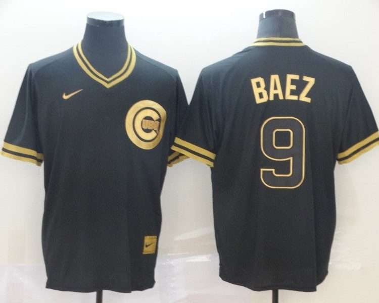 Men's Chicago Cubs Javier Baez #9 Black Jersey
