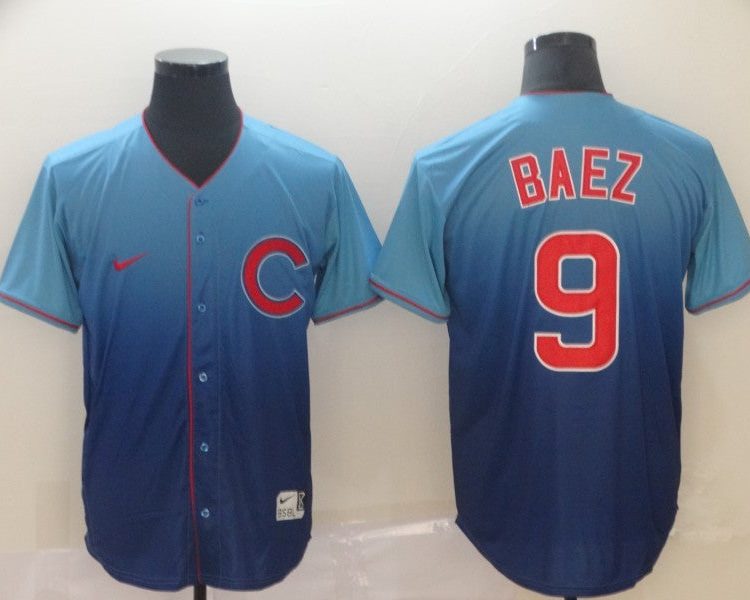 Men's Chicago Cubs Javier Baez #9 Blue Jersey