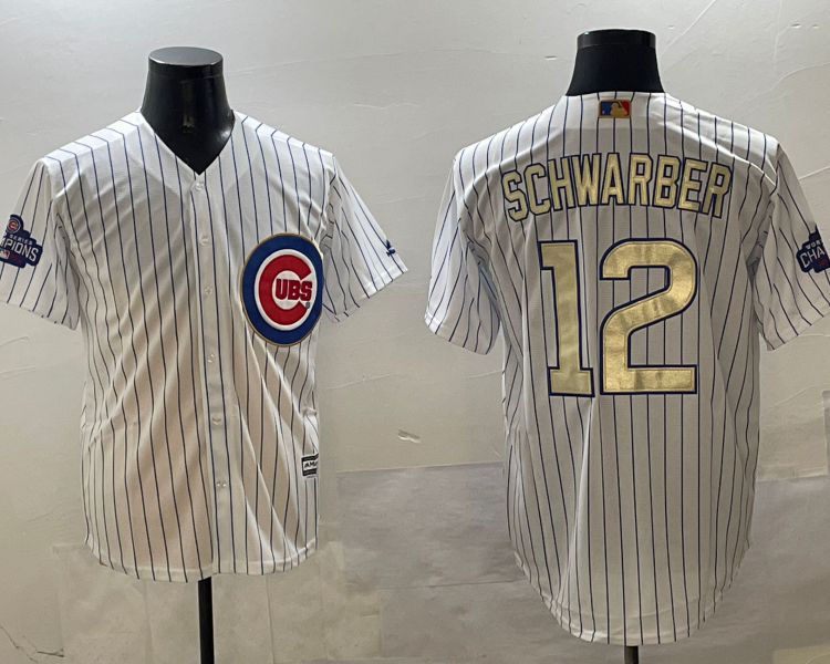 Men's Chicago Cubs Kyle Schwarber #12 White Jersey