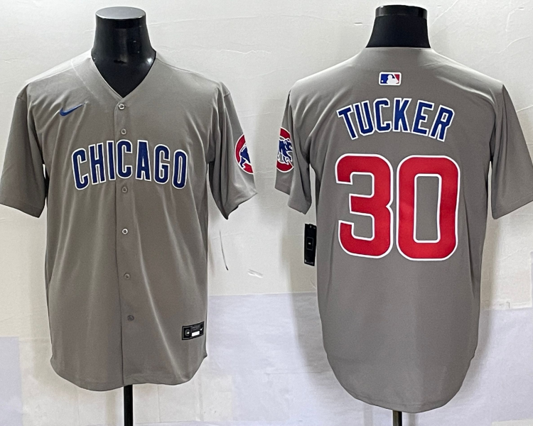 Men's Chicago Cubs Kyle Tucker #30 Gray Jersey