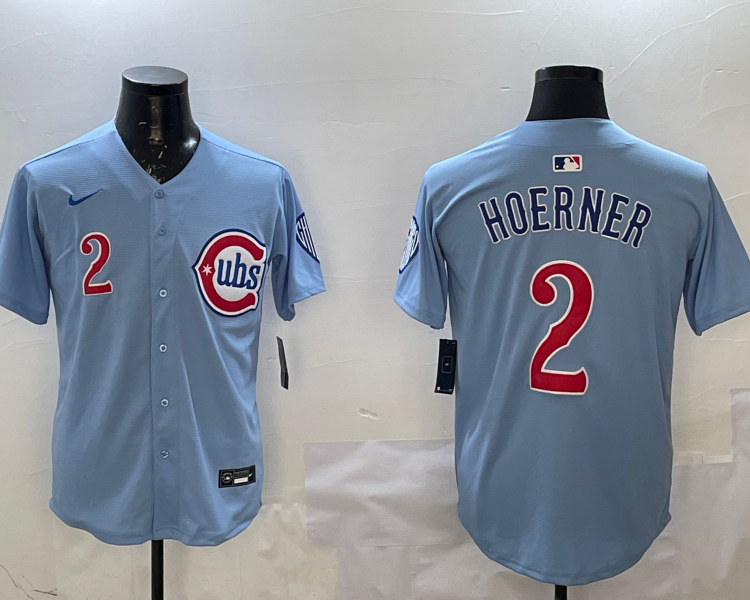 Men's Chicago Cubs Nico Hoerner #2 Baby Blue 2nd Alternate Limited Jersey