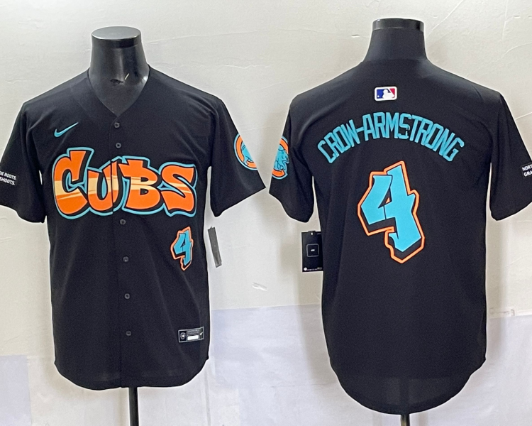 Men's Chicago Cubs Pete Crow-Armstrong #4 Black Team Jersey