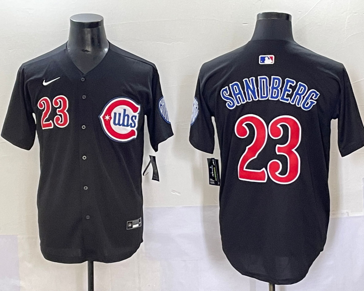 Men's Chicago Cubs Ryne Sandberg #23 Black Limited Jersey