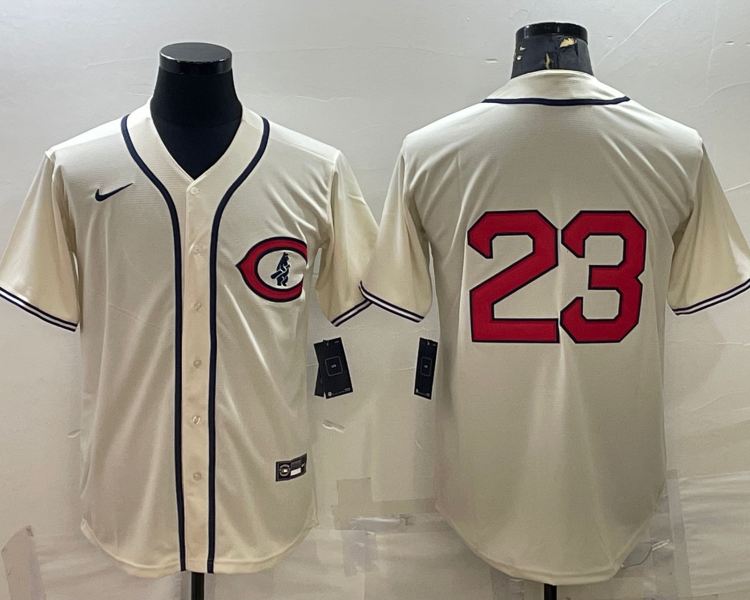 Men's Chicago Cubs Ryne Sandberg #23 Cream Name Jersey