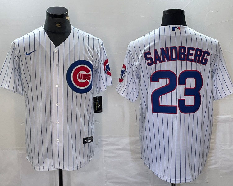 Men's Chicago Cubs Ryne Sandberg #23 White Baseball Jersey