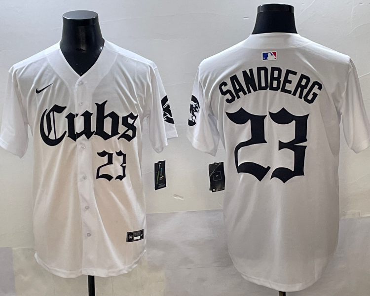 Men's Chicago Cubs Ryne Sandberg #23 White Jersey