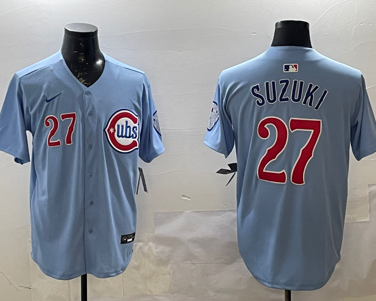 Men's Chicago Cubs Seiya Suzuki #27 Baby Blue 2nd Alternate Limited Jersey