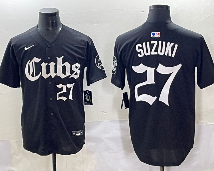 Men's Chicago Cubs Seiya Suzuki #27 Black Jersey