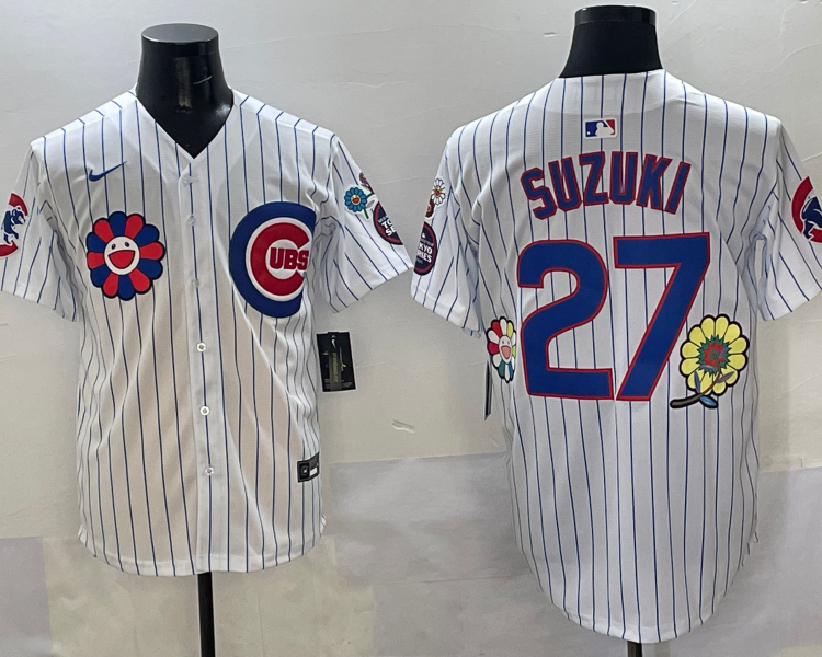 Men's Chicago Cubs Seiya Suzuki #27 White Jersey