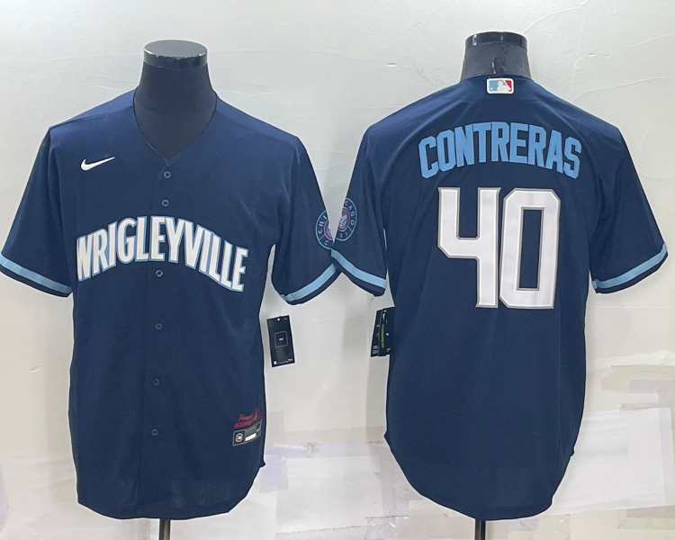 Men's Chicago Cubs Willson Contreras #40 Navy Baseball Jersey