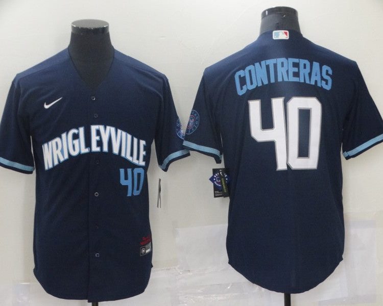 Men's Chicago Cubs Willson Contreras #40 Navy Jersey