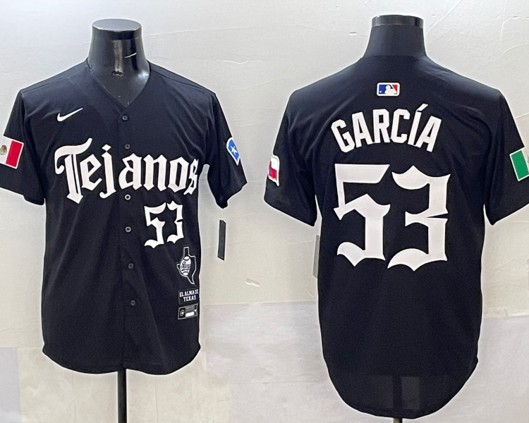 Men's Texas Rangers Adolis Garcia #53 Black Jersey