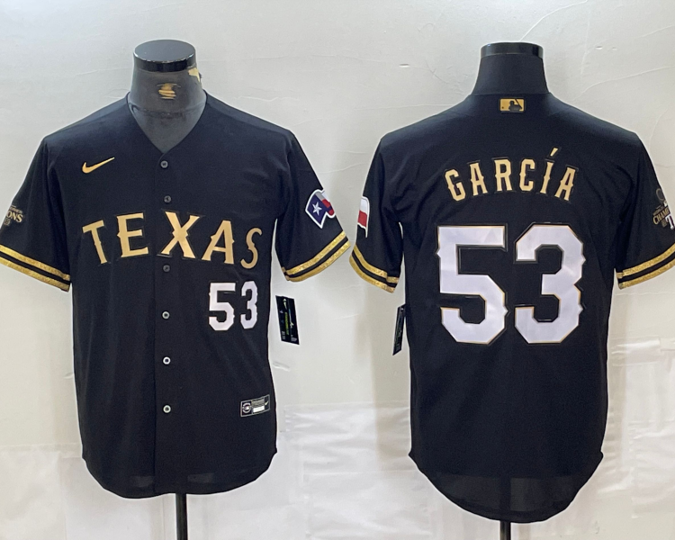 Men's Texas Rangers Adolis Garcia #53 Black Team Jersey