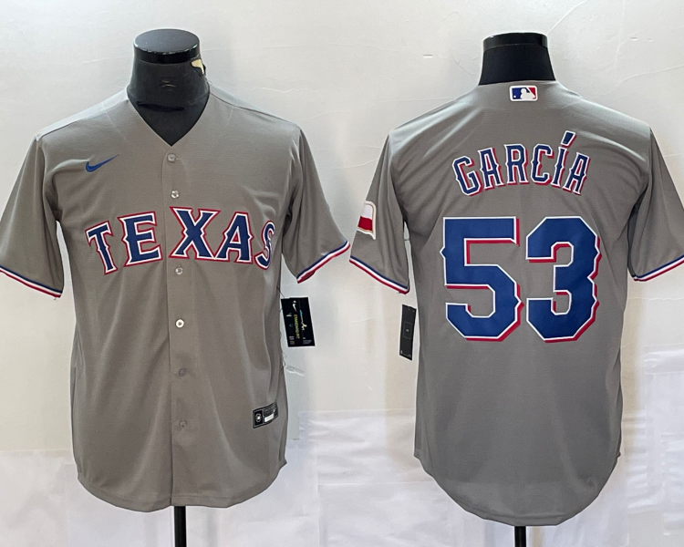 Men's Texas Rangers Adolis Garcia #53 Gray Jersey