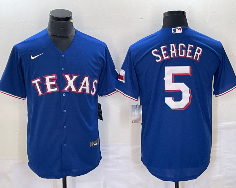 Men's Texas Rangers Corey Seager #5 Blue Baseball Jersey