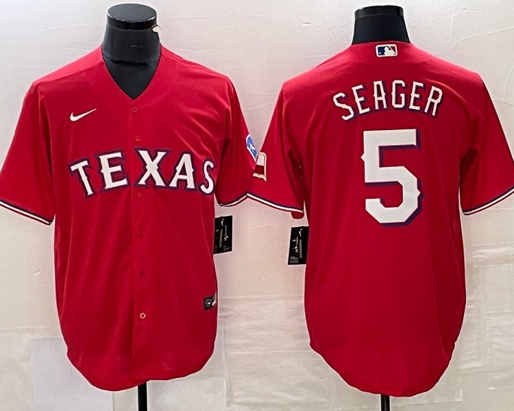 Men's Texas Rangers Corey Seager #5 Red Jersey