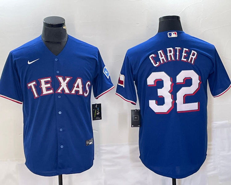 Men's Texas Rangers Evan Carter #32 Blue Jersey