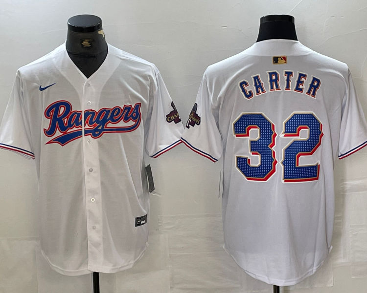 Men's Texas Rangers Evan Carter #32 White 2024 Gold Collection Limited Jersey