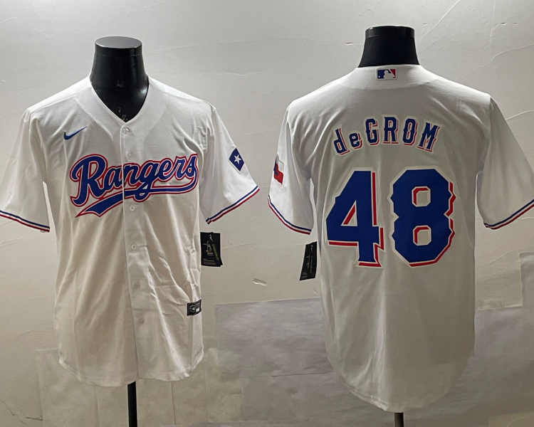 Men's Texas Rangers Jacob deGrom #48 White Limited Jersey