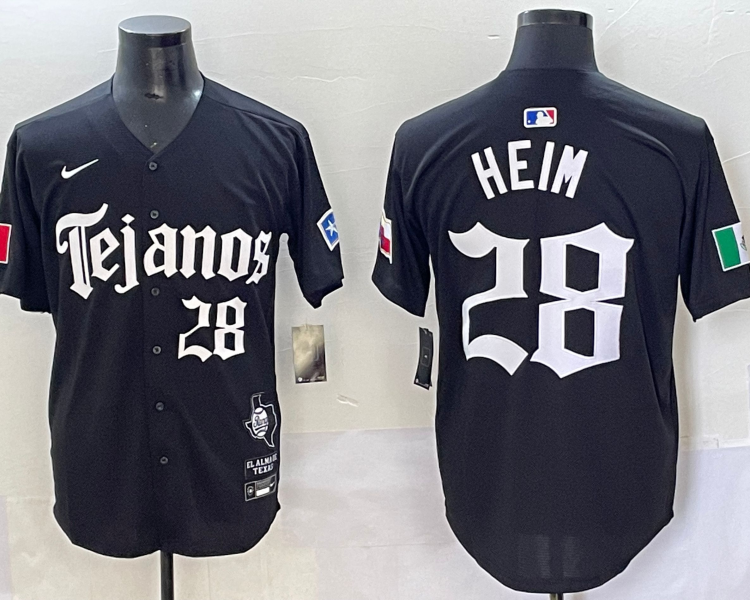 Men's Texas Rangers Jonah Heim #28 Black Limited Jersey