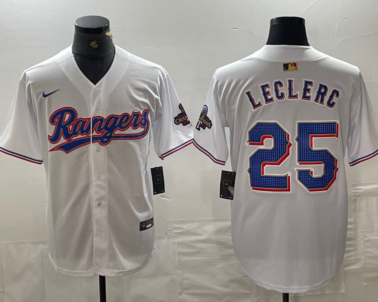Men's Texas Rangers Jose Leclerc #25 White 2024 Gold Collection Limited Jersey
