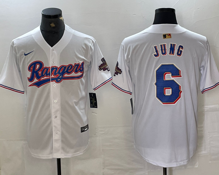 Men's Texas Rangers Josh Jung #6 White 2024 Gold Collection Limited Jersey