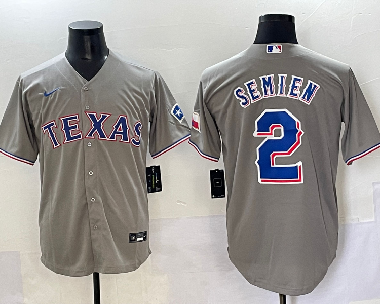 Men's Texas Rangers Marcus Semien #2 Gray Jersey