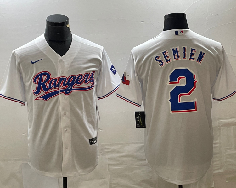 Men's Texas Rangers Marcus Semien #2 White Home Authentic Jersey