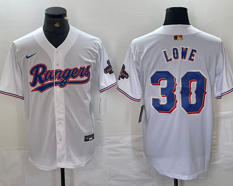 Men's Texas Rangers Nathaniel Lowe #30 White 2024 Gold Collection Limited Jersey